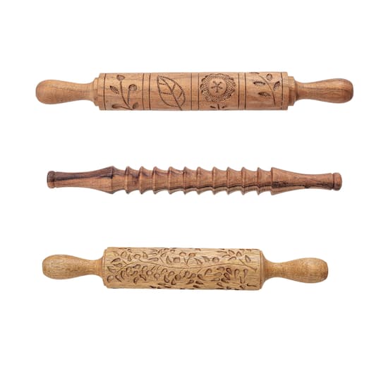 Hand-Carved Wood Rolling Pin Set